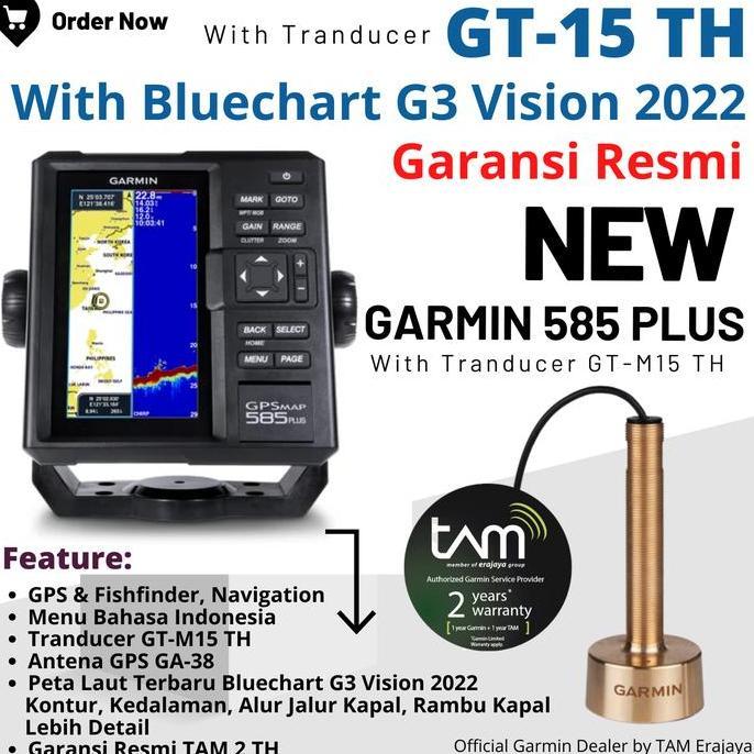 Garmin 585+ Plus (Gps + Fishfinder) With Tranducer Gt-15 Garansi Resmi