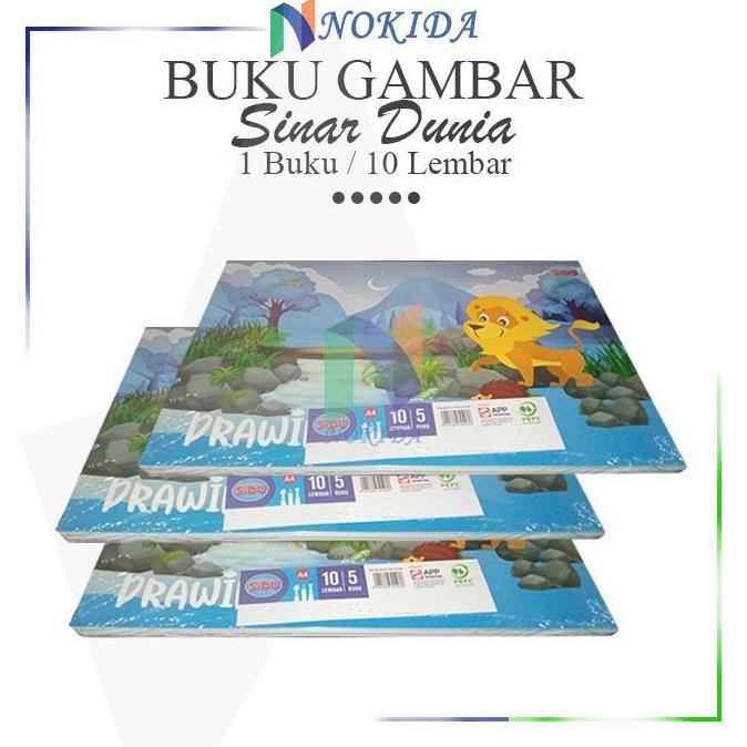 Nokida Drawing Book Sidu 1 Pack 5 Buku 10 Lembar [A4] / Buku Gambar Sinar Dunia / Buku Gambar 1 Pak 