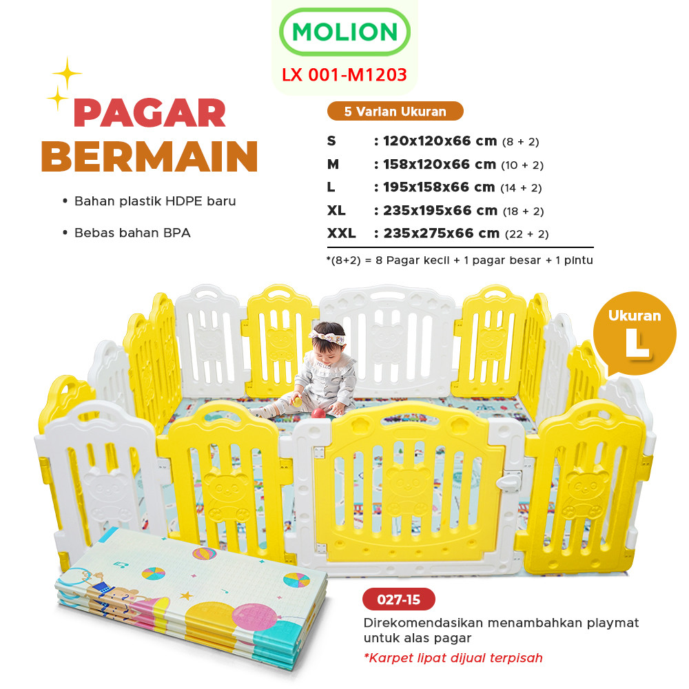 MOLION SNI Pagar Bayi Pagar Anak Mainan Baby Fance Prosotan Kuda Kudaan Playpen Bahan Plastik Aman A