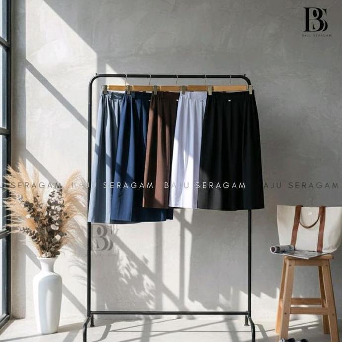 Mamisandika - Baju Seragam Rok Panjang Rempel SMP SMA Rok Abu Biru Coklat Hitam Putih Bahan Katun Dr