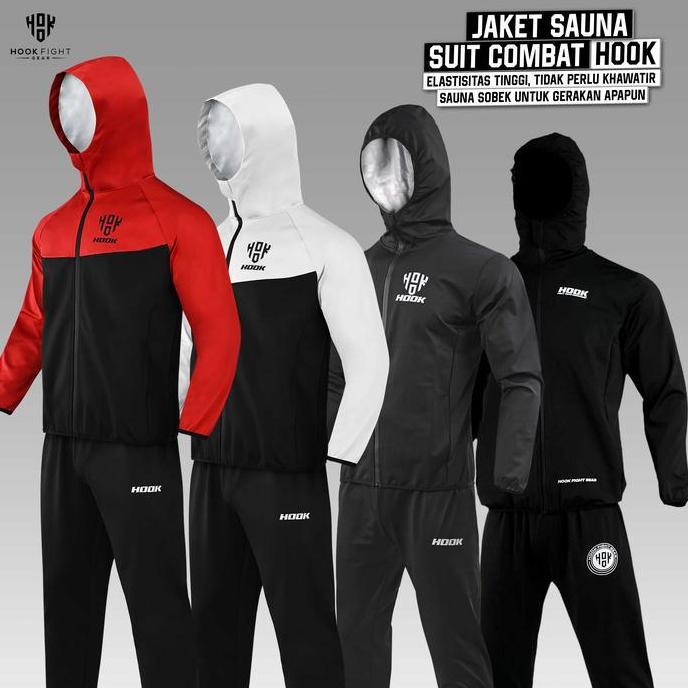 Jaket Sauna Suit Olahraga Baju Jas Pembakar Lemak Elastis Hook
