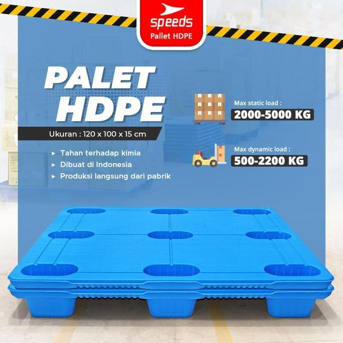 SPEEDS Palet Plastik HDPE Tebal 120x100x15cm Plastic Warehouse Pallet Kaki 9 Kuat Kokoh