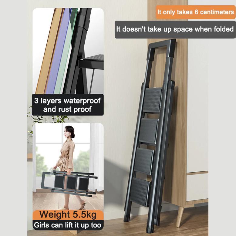 Tangga berlapis bubuk premium Kaki karet elastis Tangga lipat aluminium tangga lipat aluminium tangg