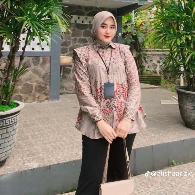 Jumbo Baju Batik  Wanita Modern Kemeja Batik Wanita Batik Kondangan Monalisa Genes Kancing