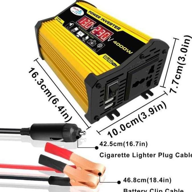 Power Inverter Mobil 4000 - 6000 Watt Konverter DC to AC 220V / Charger Mobil USB Aki Untuk HP Lapto