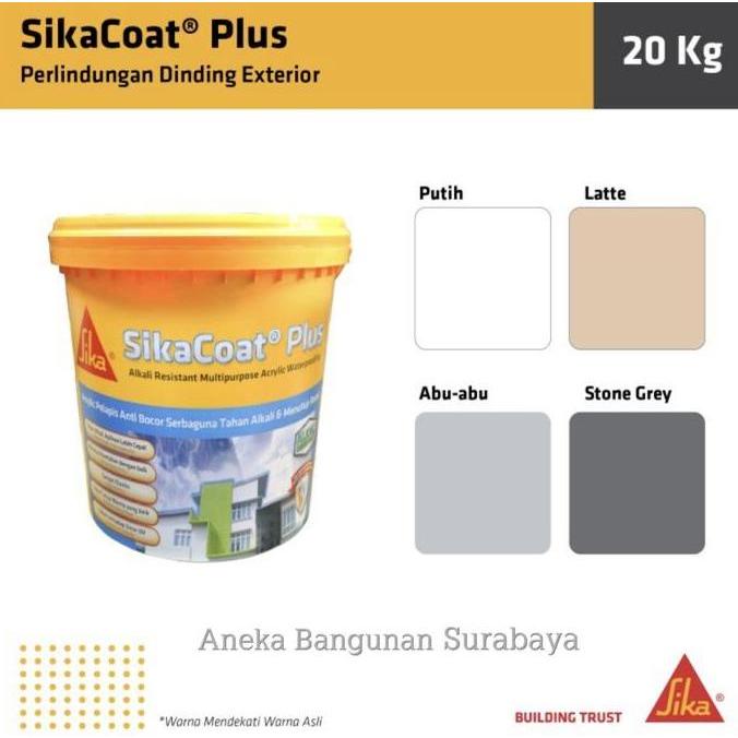 SikaCoat Plus 20kg pail Sika Coat pelapis tembok dinding atap genteng eksterior anti bocor cat water