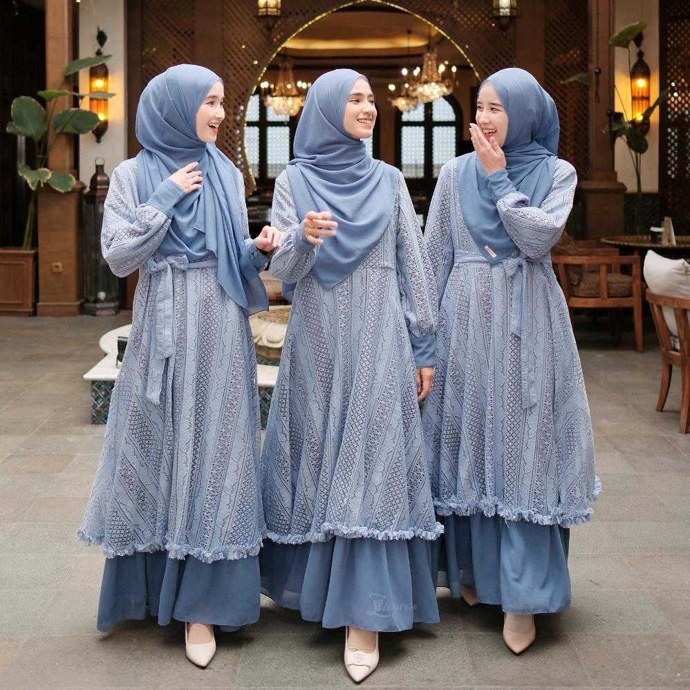 Terlaris Zayra Hijab | Lovely - Dress Gamis Wanita Syari Brokat Kondangan Lebaran Jumbo Elegan Terba
