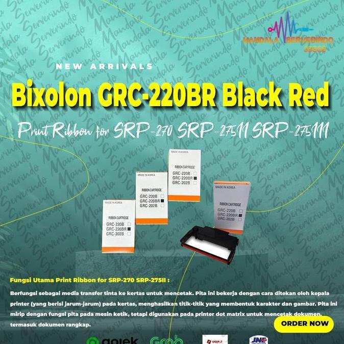 Pita Printer Bixolon GRC-220BR Black Red Print Ribbon for SRP-270 SRP-275II SRP-275III merah hitam