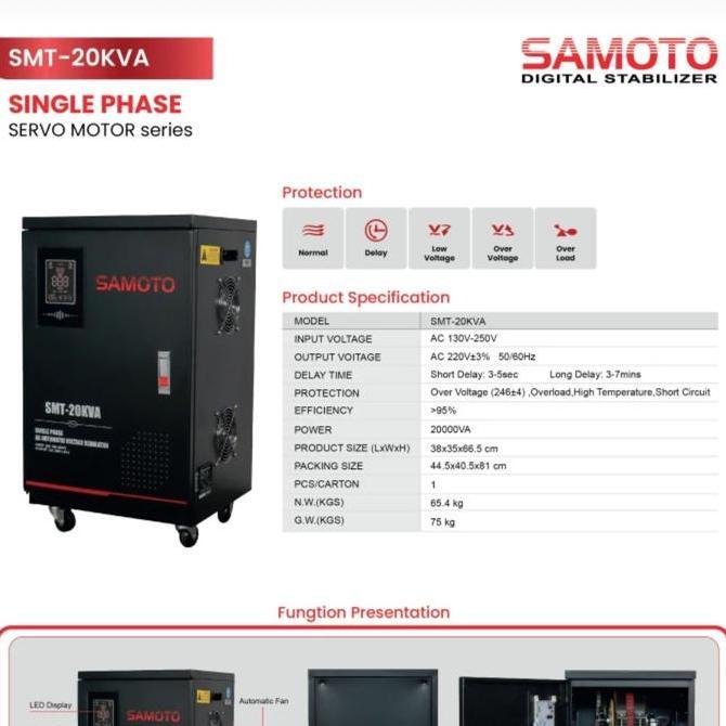Stabilizer Samoto SMT-20KVA 20 KVA 1 Phase Servo Motor / Stabiliser Samoto SMT 20KVA 20.000 VA Singl