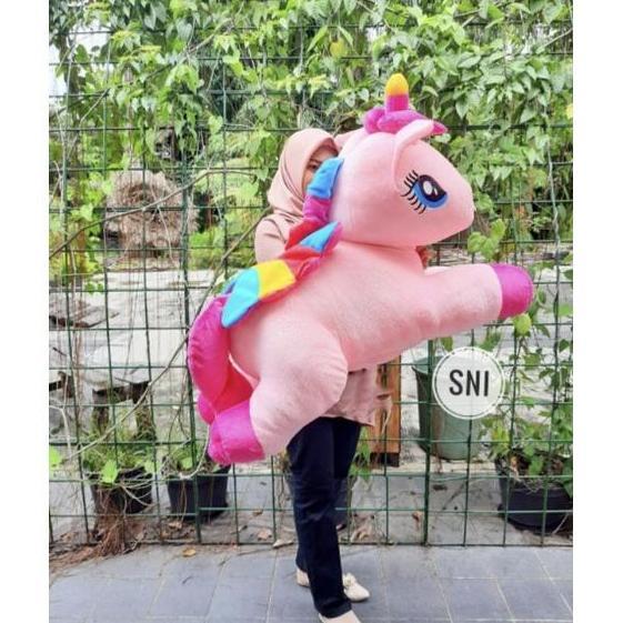 Boneka Unicorn Kuda Poni Jumbo Ukuran 1 Meter Berlabel Sni Bahan Kain Halus Lembut Dan Isi Dakron Si