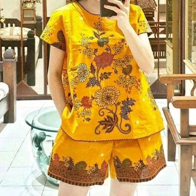 KHUSUS KAMU PRODUK Unggul Batik Setelan Celana Pendek Wanita  LD 105 & 120 KHUSUS KAMU PRODUK