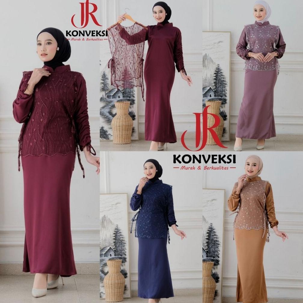BEST SELLER VIOLA DRESS KONDANGAN SATIN KOMBINASI BROKAT TILE BISA DILEPAS PASANG - DRESS PESTA TWO 