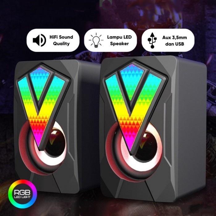 Paket Keyboard Mouse Speaker Mousepad Gaming Pc Laptop Led Rgb Wired - Putih