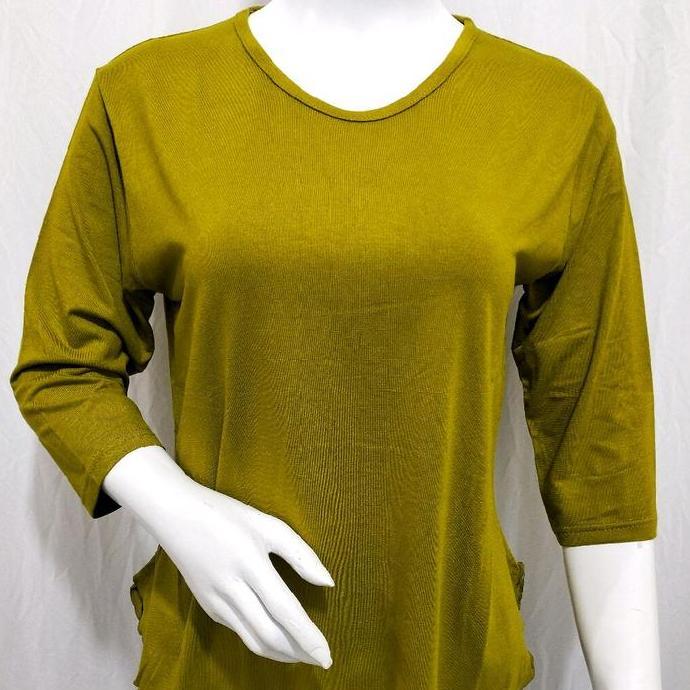TERKINI kaos atasan wanita neci lengan 3/4 Baju Cewek Polos Santai tiktok shop TERKINI
