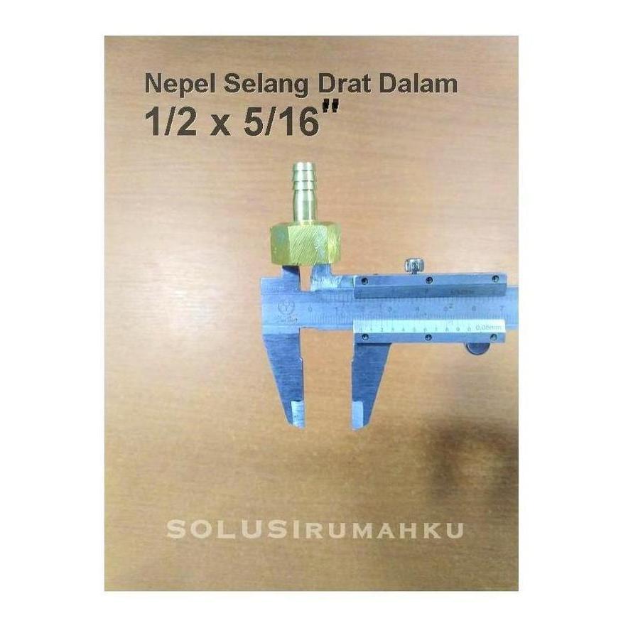 Liderado- Nepel Drat Dalam Drat 1/2" U/ Selang 5/16" Nepple Nipel Selang Angin