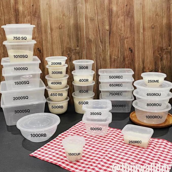 25pcs Thinwall Kotak Makan Mika Tempat Makan 500ml 650ml 750ml 1000ml 200ml Kotak Nasi Mika Tempat N