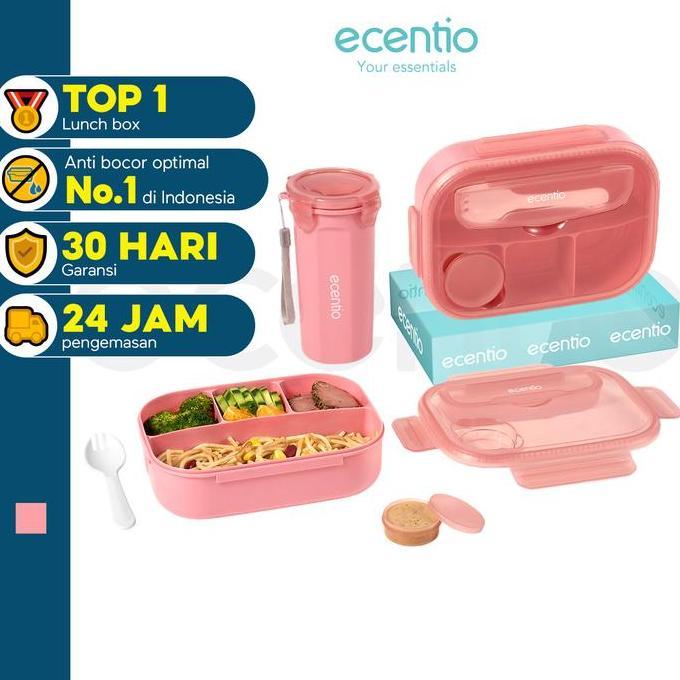 ecentio anti-spill lunch box spoon lunch box sauce box 1200ml+500ml BPA FREE