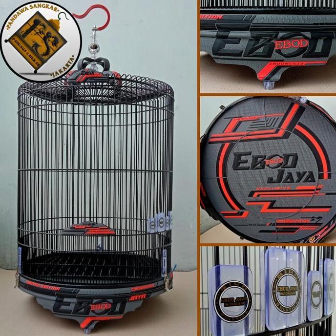 NEW SANGKAR/KANDANG MURAI EBOD JAYA PVC 3D BLACK RED ORI