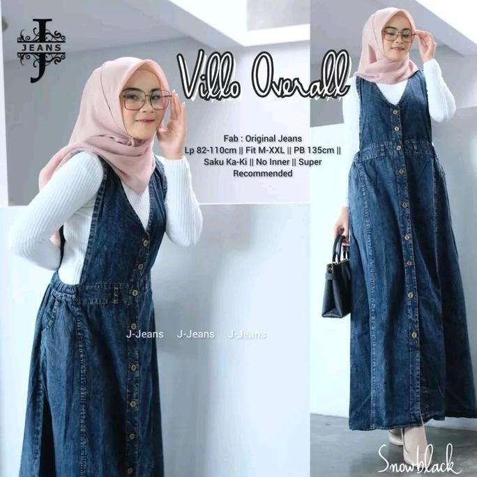 TAMPIL MODIS  baju kodok jumpsuit overall rok jeans denim polos wanita dewasa Panjang TAMPIL MODIS 
