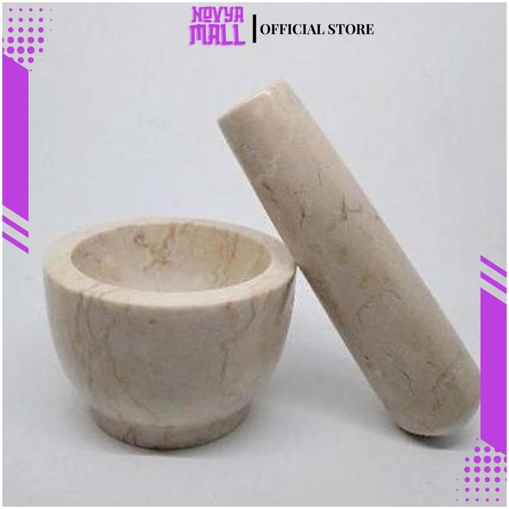 Lumpang Alu Batu Marmer Lesung Mini Marble Stone Mortar Pestle Tumbukan Ulekan ZA Terbaru