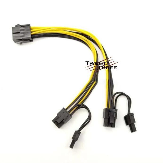 Kabel 8 pin PCIE female to dual 6+2 pin cabang Splitter power VGA