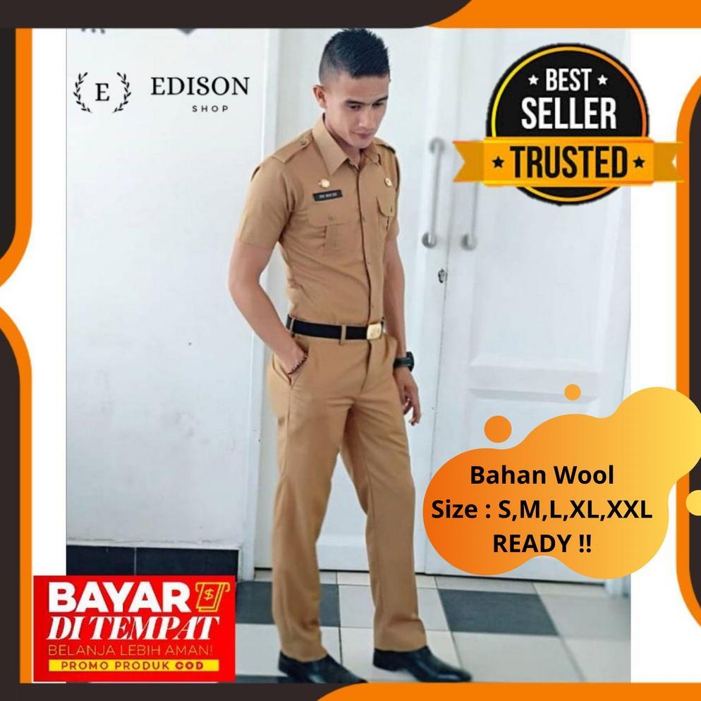 Harga Baru Baju Seragam Pns Asn Pria Cokelat Khaki Keky Bahan Wool Import