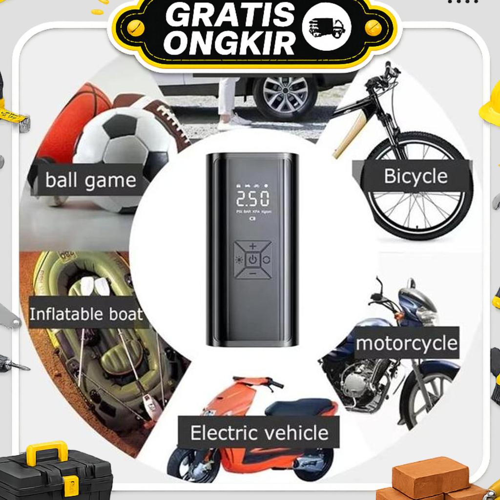 Elektrik Pompa Ban Motor Dan Mobil Electric Air Pump Car Air Pump Tire Inflator Pompa Udara Listrik 