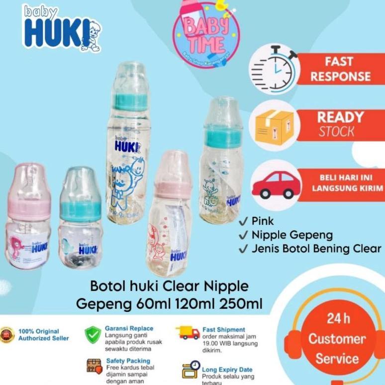 Baby Huki Botol Susu Round 60 ML 120ml 250ml Dot Gepeng Nipple Silicone Orthodontic Dot Gepeng Botol