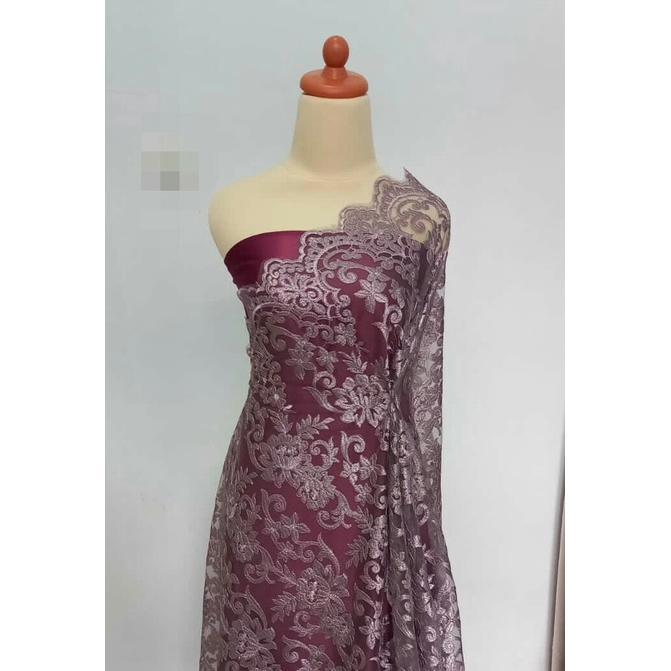 Paket Lengkap Kain Bridesmaid / Kain Satin Velvet Premium Burgundy + Brukat Rich Lilac