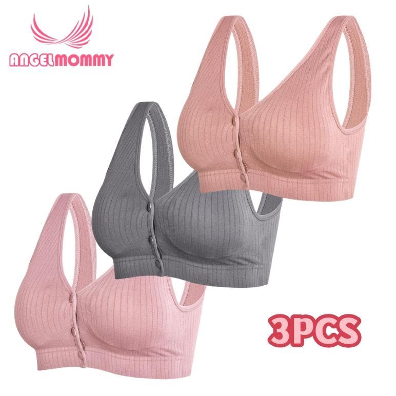 ORIGINAL 3PCS Nursing Bra Wanita Bra Menyusui Kancing Depan Tanpa Kawat Katun Bh 1018bra KEKINIAN
