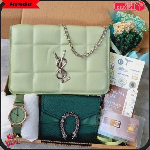 Kado Cewek / Hampers Tas Cewek Hadiah Ultah ( Sage Giftbox ) Harga Grosir