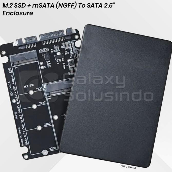 M.2 SATA + mSATA NGFF To SATA 2.5 Inch SSD External Enclosure