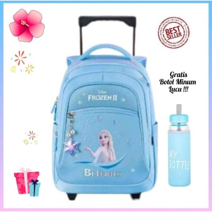 Tas Ransel Troli Anak Perempuan Karakter Frozen Sekolah TK SD Tas Dorong Koper Anak Perempuan Karakt