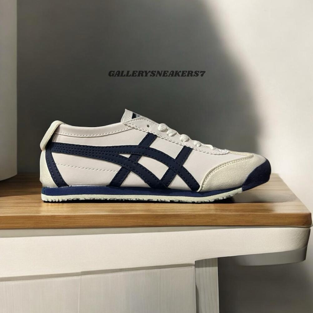 official sepatu onitsuka tiger mexico 66 cream navy unisex - spatu sneakers pria wanita flat premium