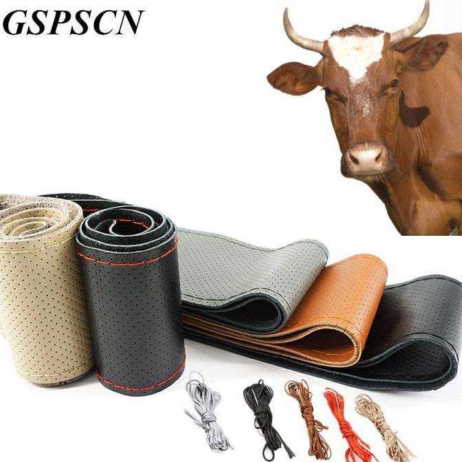 Promo Sarung Cover Stir Setir Mobil Kulit Asli 100% Diydenganalat Jahit/38Cm