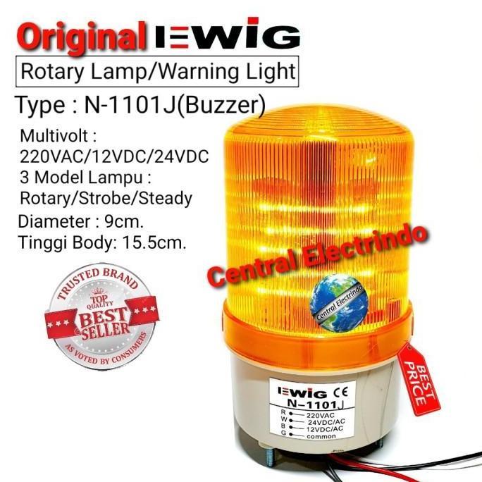 Voruhus- Rotary Lamp Led N1101J (Buzzer) Kuning Multivolt/3 Model.