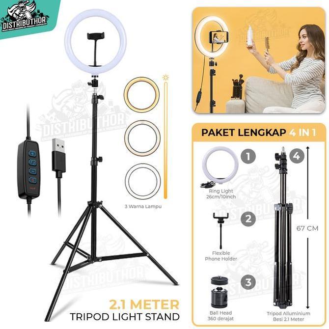 ROBI.SHOP - TRIPOD RING LIGHT 2 METER BESI TRIPOT HANDPHONE PANJANG KUAT KOKOH