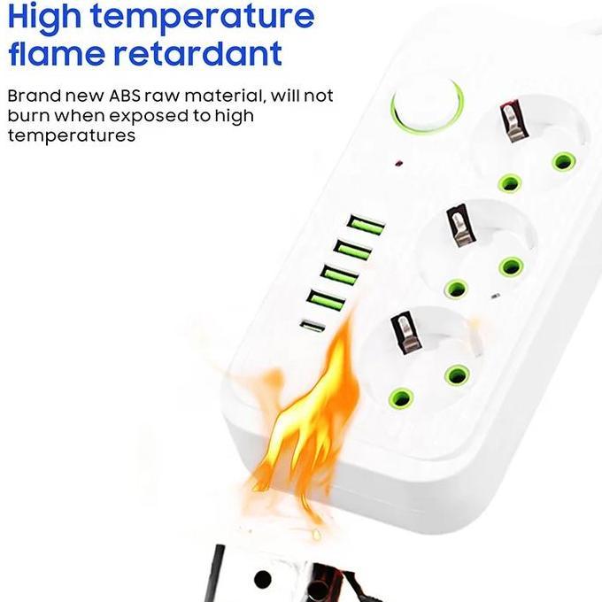 Berizka_ - Colokan Listrik Power Socket Stop Kontak Fast Charging 3/6 Socket 4 Usb 1 Type C Port 2 M