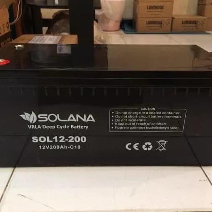 TERBARU - Aki baterai solana vrla deep cycle 12v 12 v 200ah 200 ah c10 c 10