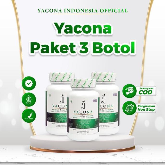 HEMAT Yacona 3 Botol Yacona Semangat Disiplin Turunkan Tingkatkan Sensitifitas Insulin Suplemen Herb