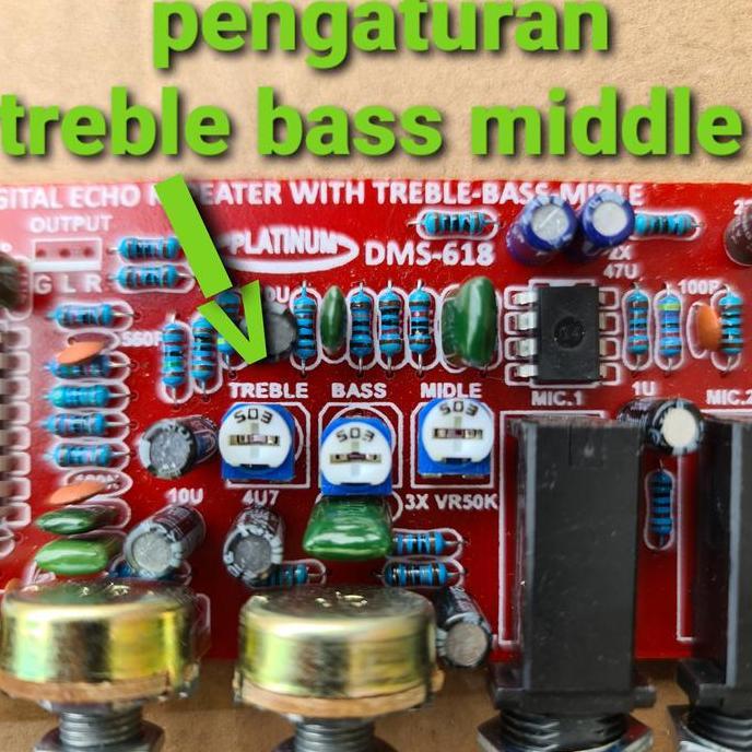 dms 618 kit pcb  pre amp mic digital echo repeater treble midle vokal vocal plus pengaturan tone kon