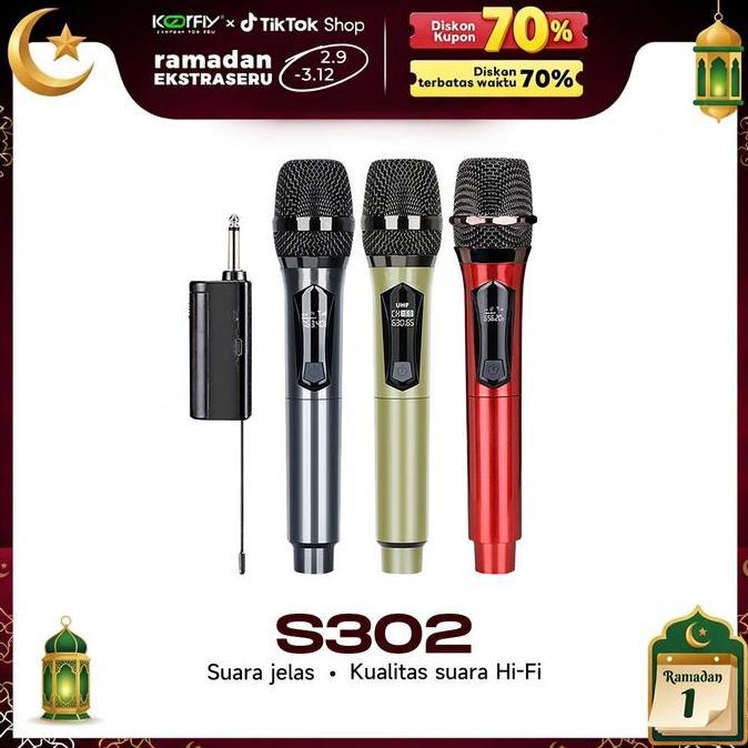Murah Shure302 Mic Wireless Mic Karaoke Tanpa Kabel Uhf Mikrofon Genggam Led Double Digital Mikrofon