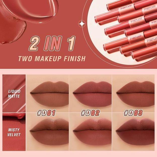 Nextz- Pinkflash Pf L13 Duo Lipgloss 2 In 1 Dual-Ended Lipcream Ombre
