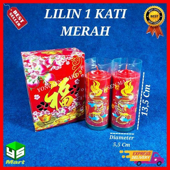 Lilin Merah jumbo polos / lilin ibadah sembahyang 1 kati 2pcs