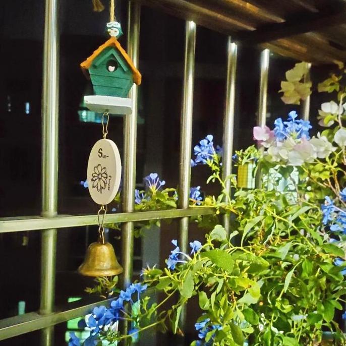 Outdoor Living Wind Chimes Yard Garden Karakter kartun Kucing Biru Copper Antique bilayer Windchime 
