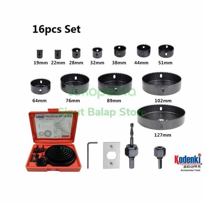 PAKET MESIN BOR 10MM MATA BOR HIDROPONIK KAYU PVC HOLE SAW SET 13 16PC