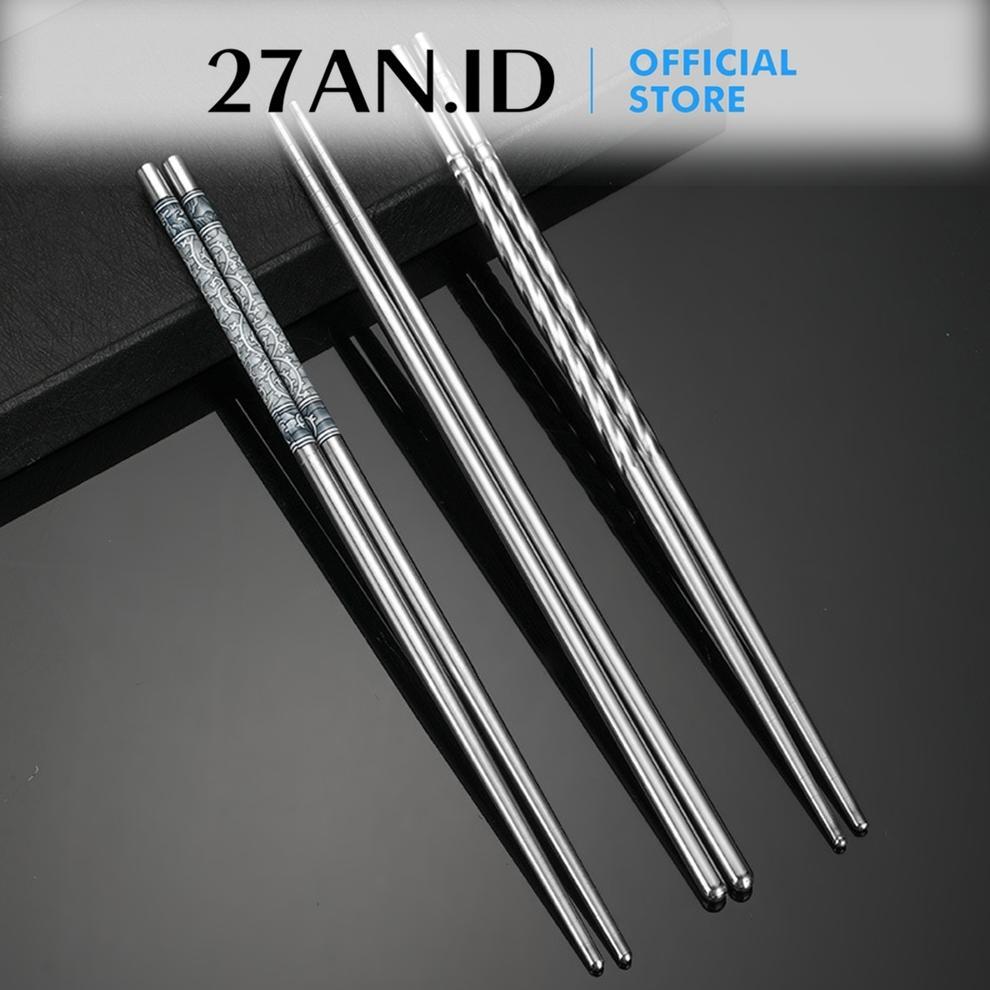 ORIGINAL ( 27AN.ID ) Sumpit Makan Motif H449 Stainless Korea Bulat Ukuran 22 2026