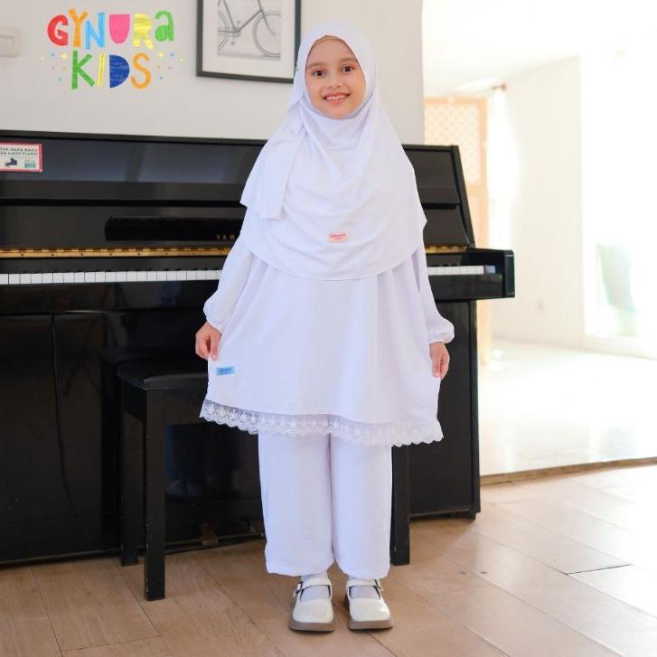 exclusive raggakids - setelan putih anak perempuan - one set anak perempuan - baju umroh anak peremp