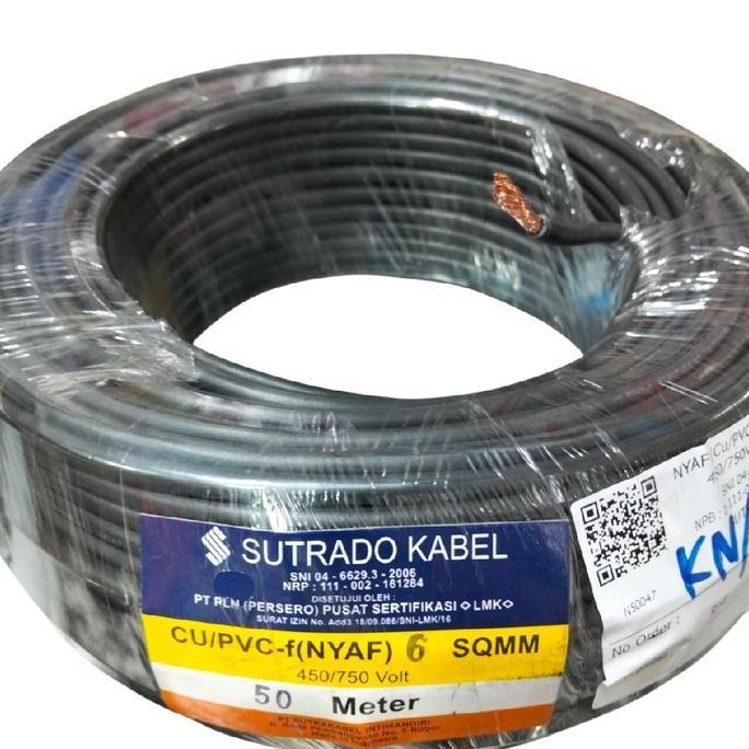 KABEL TUNGGAL SERABUT TEMBAGA NYAF 1X6MM 1 X 6 MM (PER 1 METER) PM99