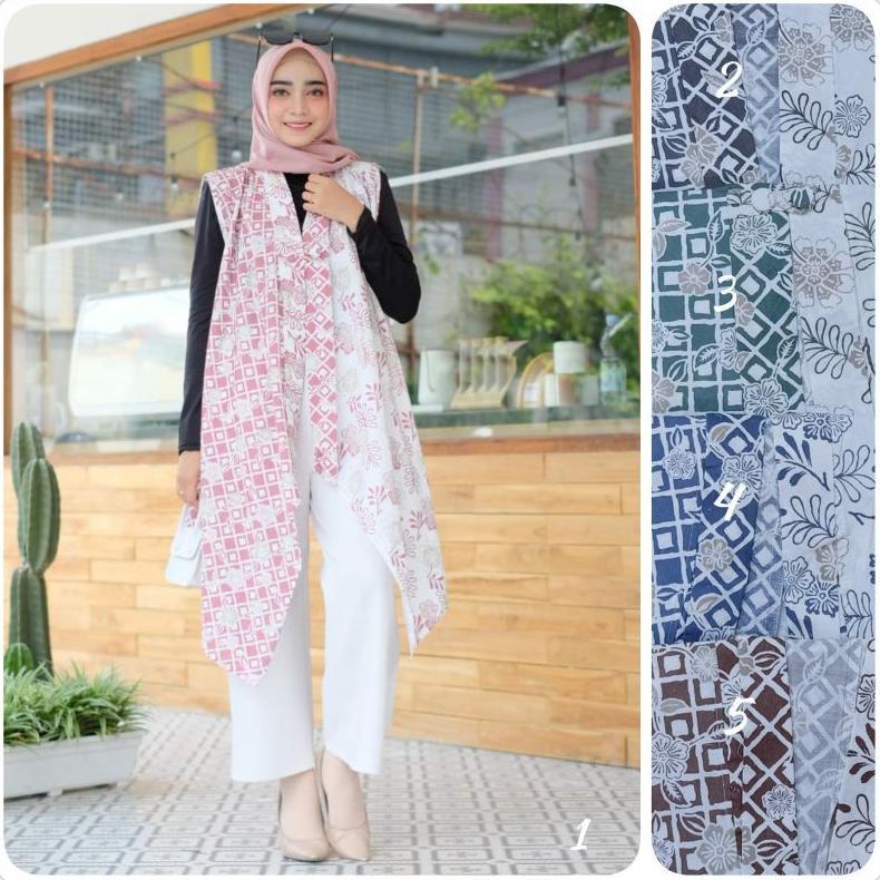 Grade Ori Sarah Cardigan Batik Atasan Outer Batik Wanita Bahan Katun Long Outer Rompi M - L - Xl All